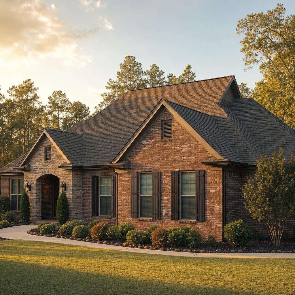 New roof on ranch-style brick home