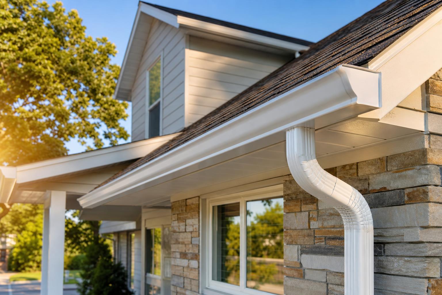 New seamless gutters on a home